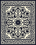 Ornate Black Cream Floral Swirl Rug