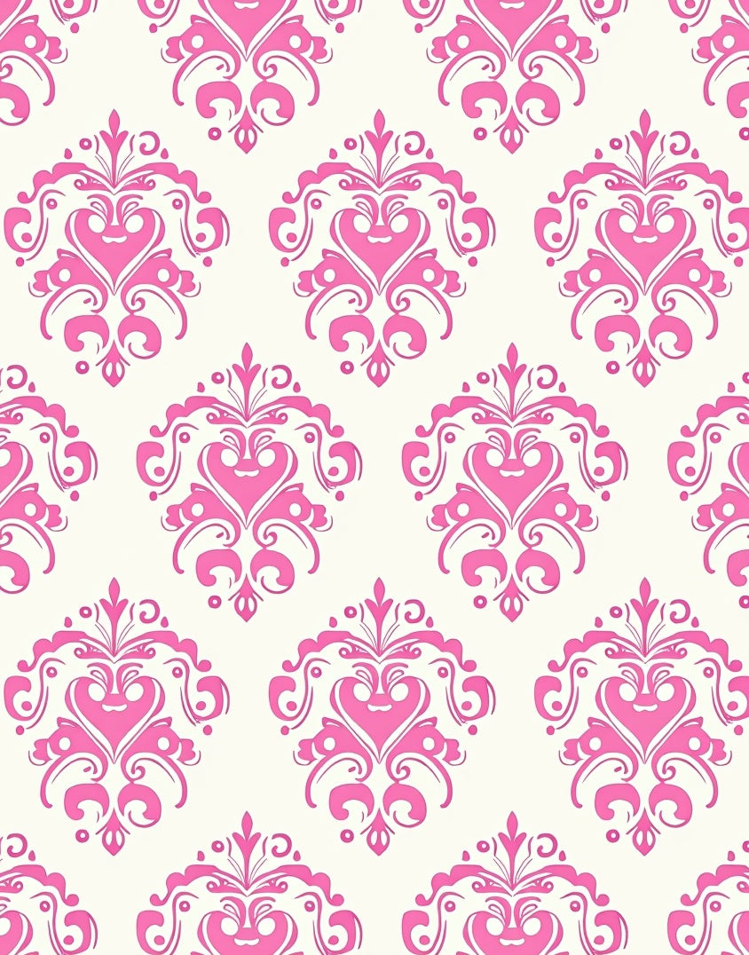Elegant Pink Damask Pattern Rug