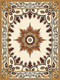 Elegant Earth Tones Floral Medallion Rug