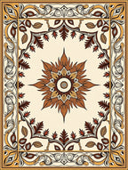 Elegant Earth Tones Floral Medallion Rug