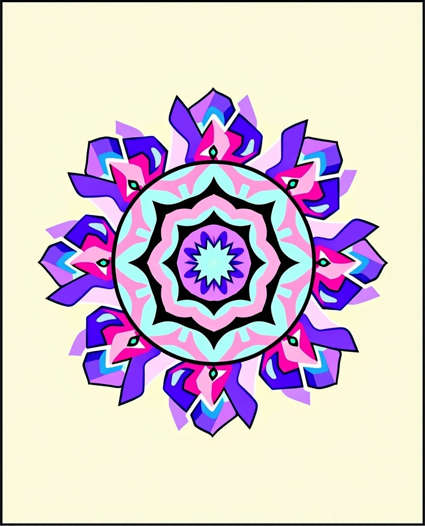 Vibrant Floral Mandala Pattern Rug