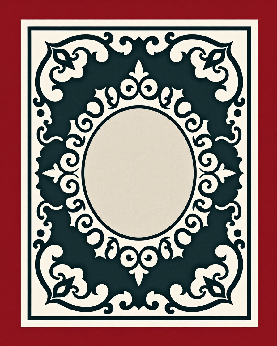 Elegant Cream and Dark Teal Mandala Rug
