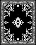 Ornate Black and White Floral Scroll Rug