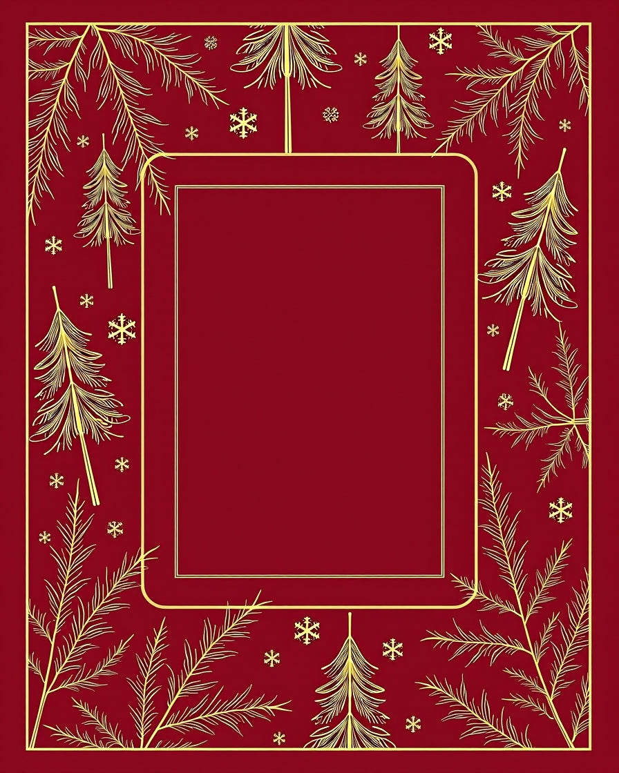 Golden Pine Snowflake Border Design Rug
