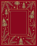 Golden Pine Snowflake Border Design Rug