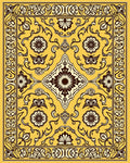 Ornate Yellow Floral Pattern Design Rug