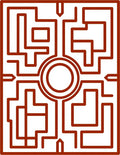 Intricate Labyrinth Square Maze Design Rug
