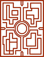 Intricate Labyrinth Square Maze Design Rug