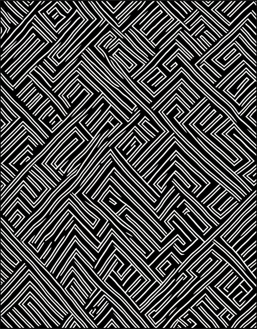 Maze Pattern Abstract Geometric Design Rug
