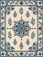 Classic Floral Garden Motif Rug