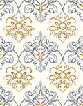 Gilded White Classic Damask Pattern Rug
