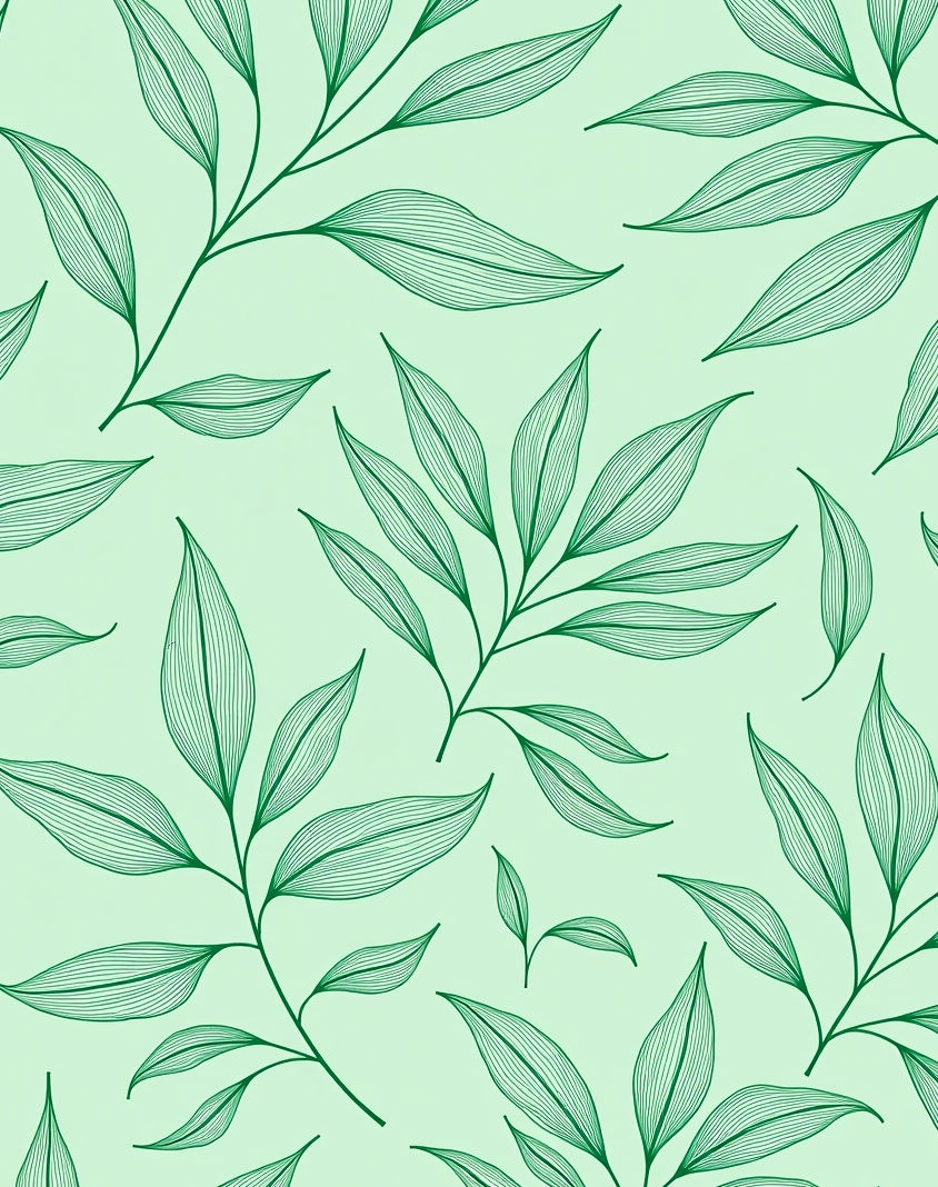 Green Woven Leaf Pattern Design Rug