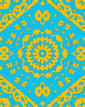 Vibrant Blue Yellow Floral Mandala Rug