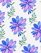 Floral Watercolor Blue Purple Design Rug