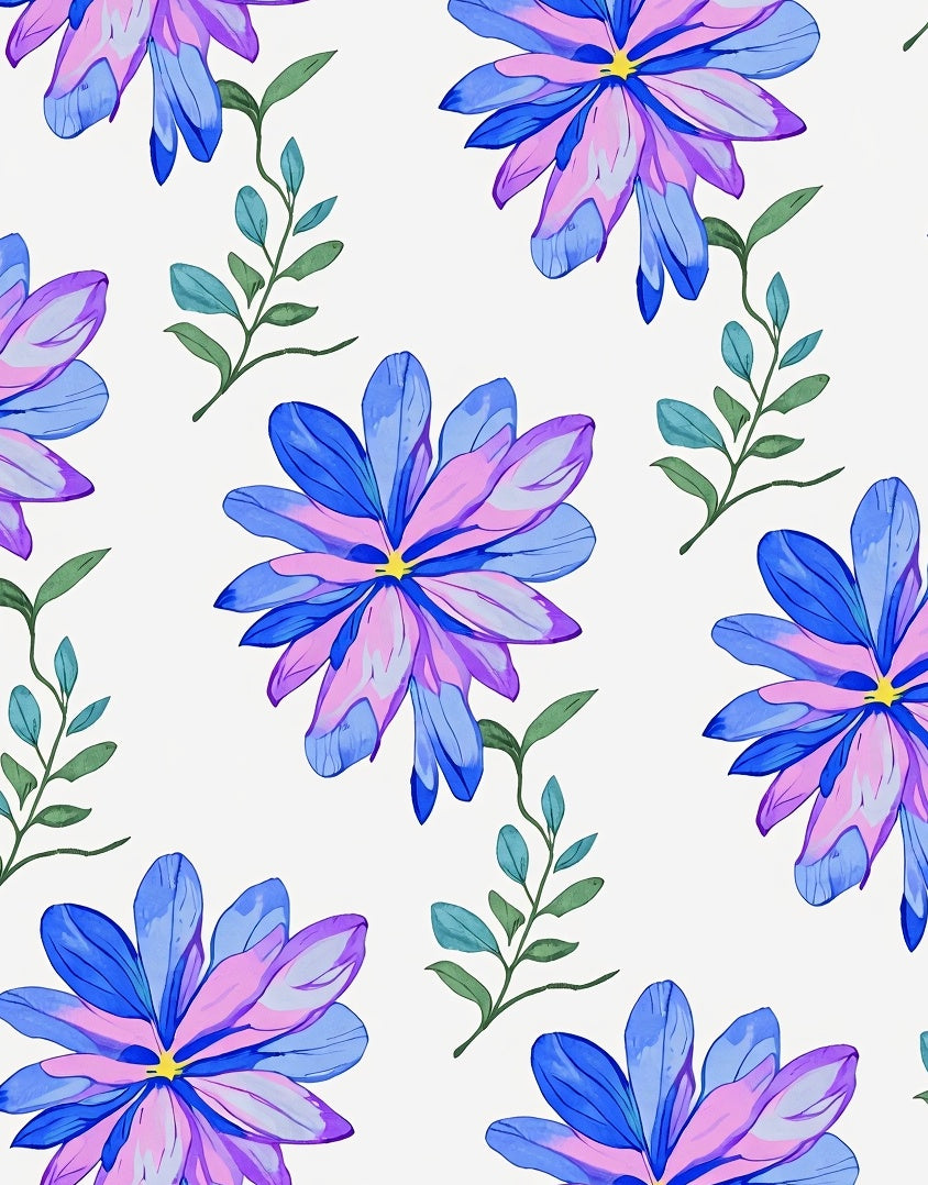 Floral Watercolor Blue Purple Design Rug