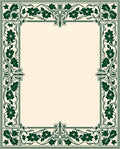 Elegant Green Floral Vine Border Rug