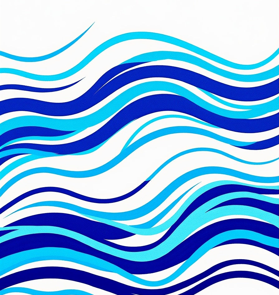 Abstract Blue Wave Pattern Rug