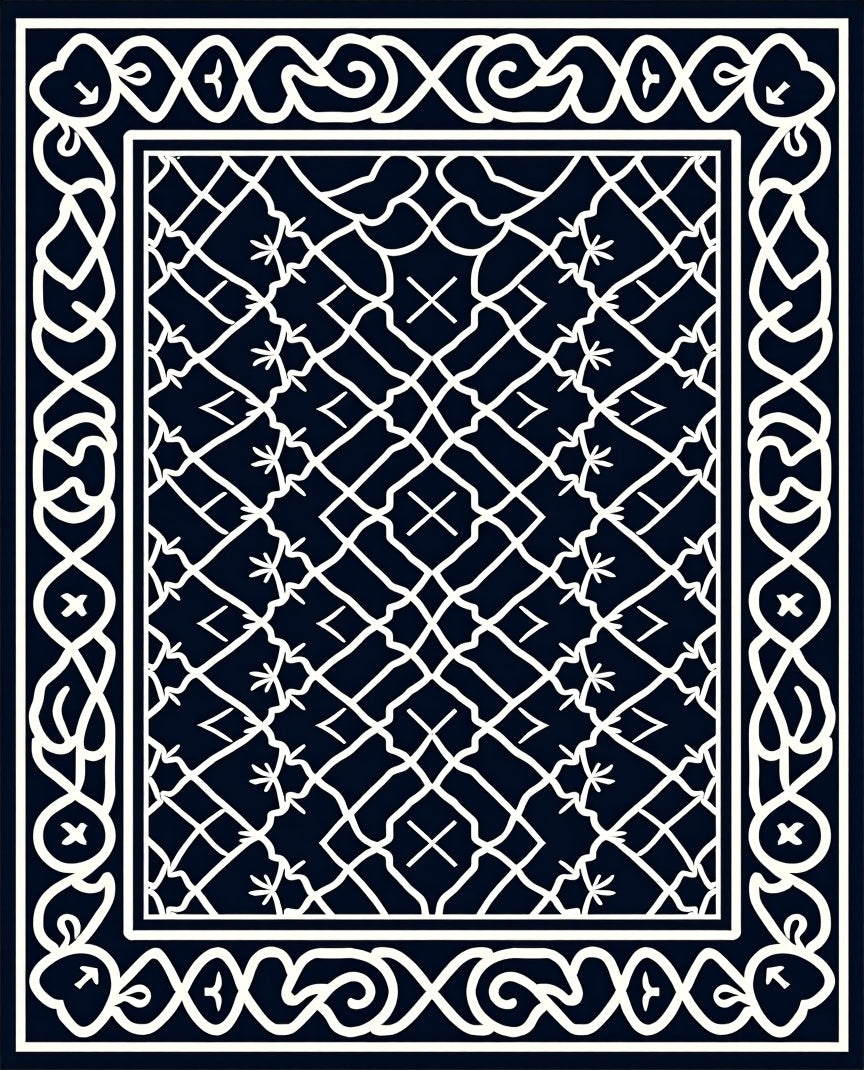 Intricate Tribal Geometric Design Rug