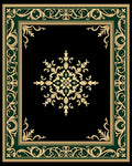 Golden Leaf Scroll Border Design Rug