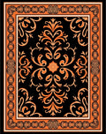 Orange Floral Elegant Damask Pattern Rug