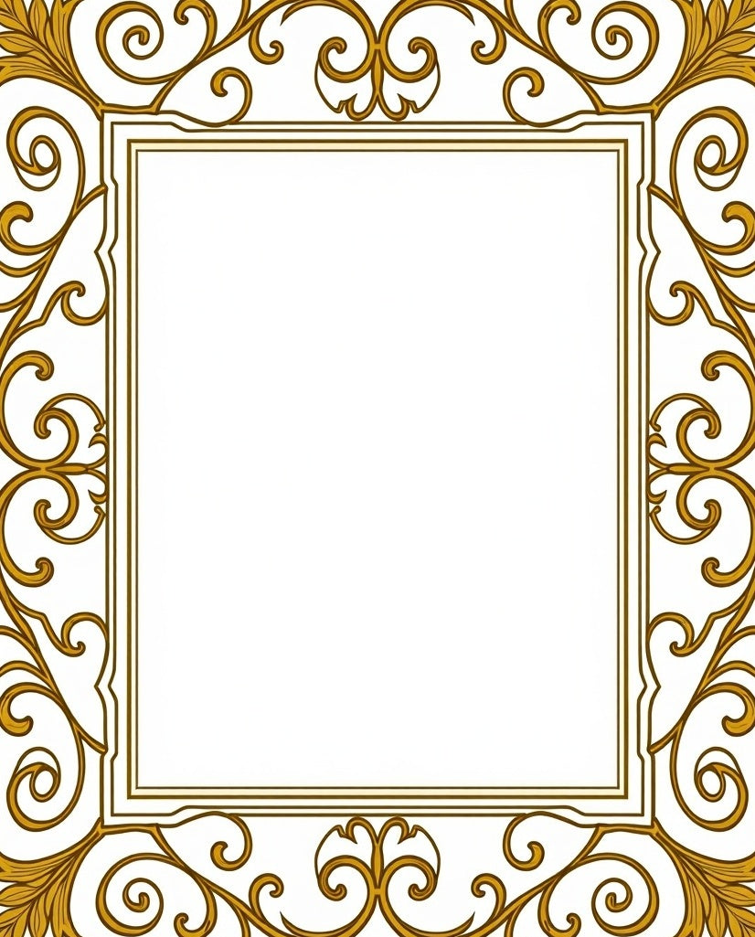 Ornate Gold Scrollwork Square Rug