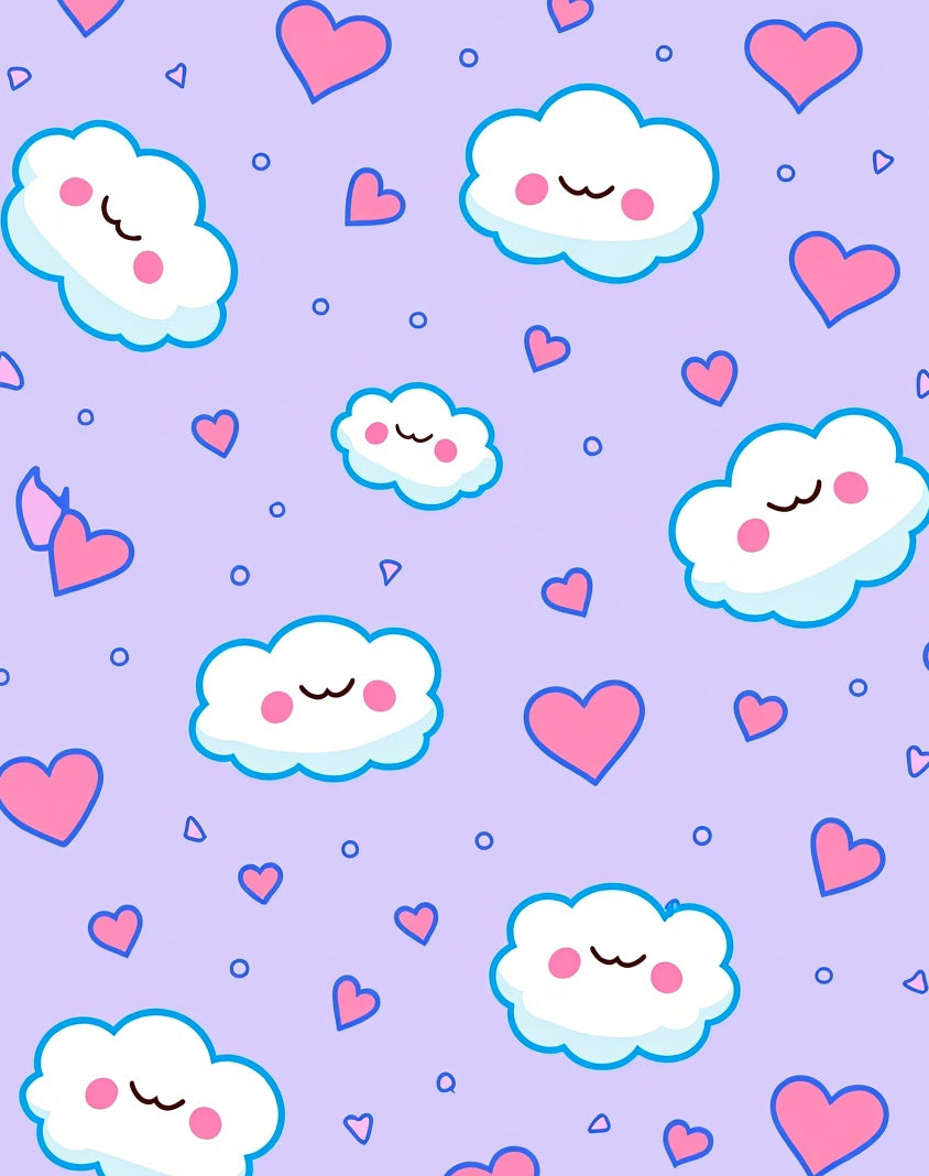 Cute Cloud Heart Pattern Rug