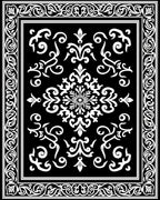 Classic Black White Damask Ornament Rug