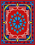 Vibrant Starburst Red Bordered Rug