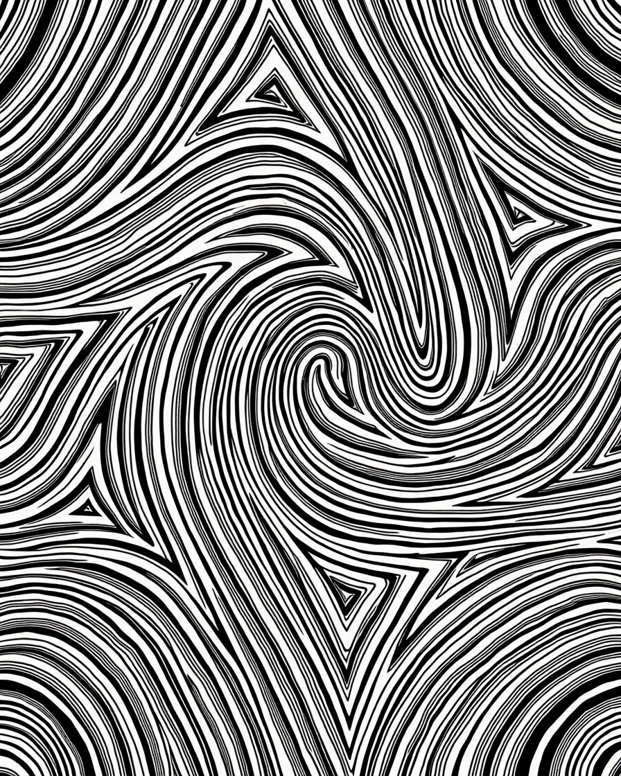 Dynamic Black White Swirl Pattern Rug