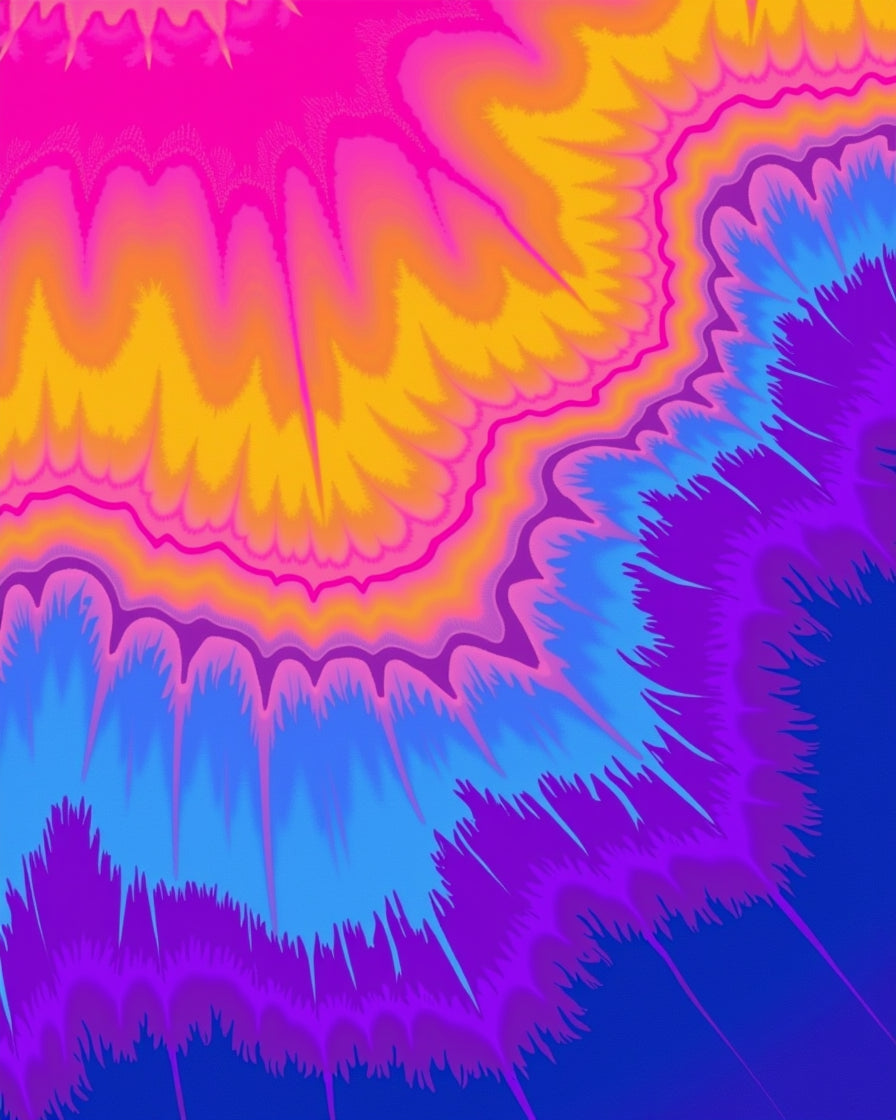 Vibrant Psychedelic Fan Pattern Rug