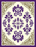 Purple and Gold Ornate Damask Rug