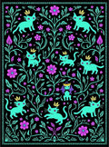 Whimsical Cats Floral Crown Pattern Rug