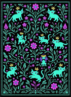Whimsical Cats Floral Crown Pattern Rug