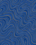 Deep Blue Wavy Line Art Rug