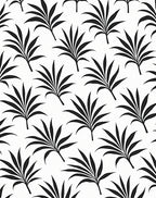 Black Palm Leaf Pattern Design Rug