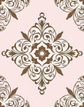 Brown Floral Medallion Pale Pink Rug