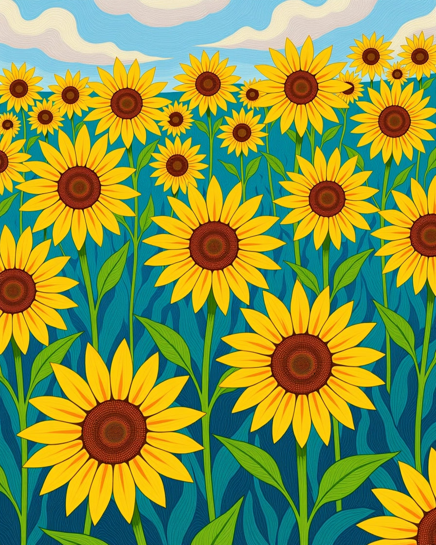 Radiant Sunflower Field Pattern Design Rug