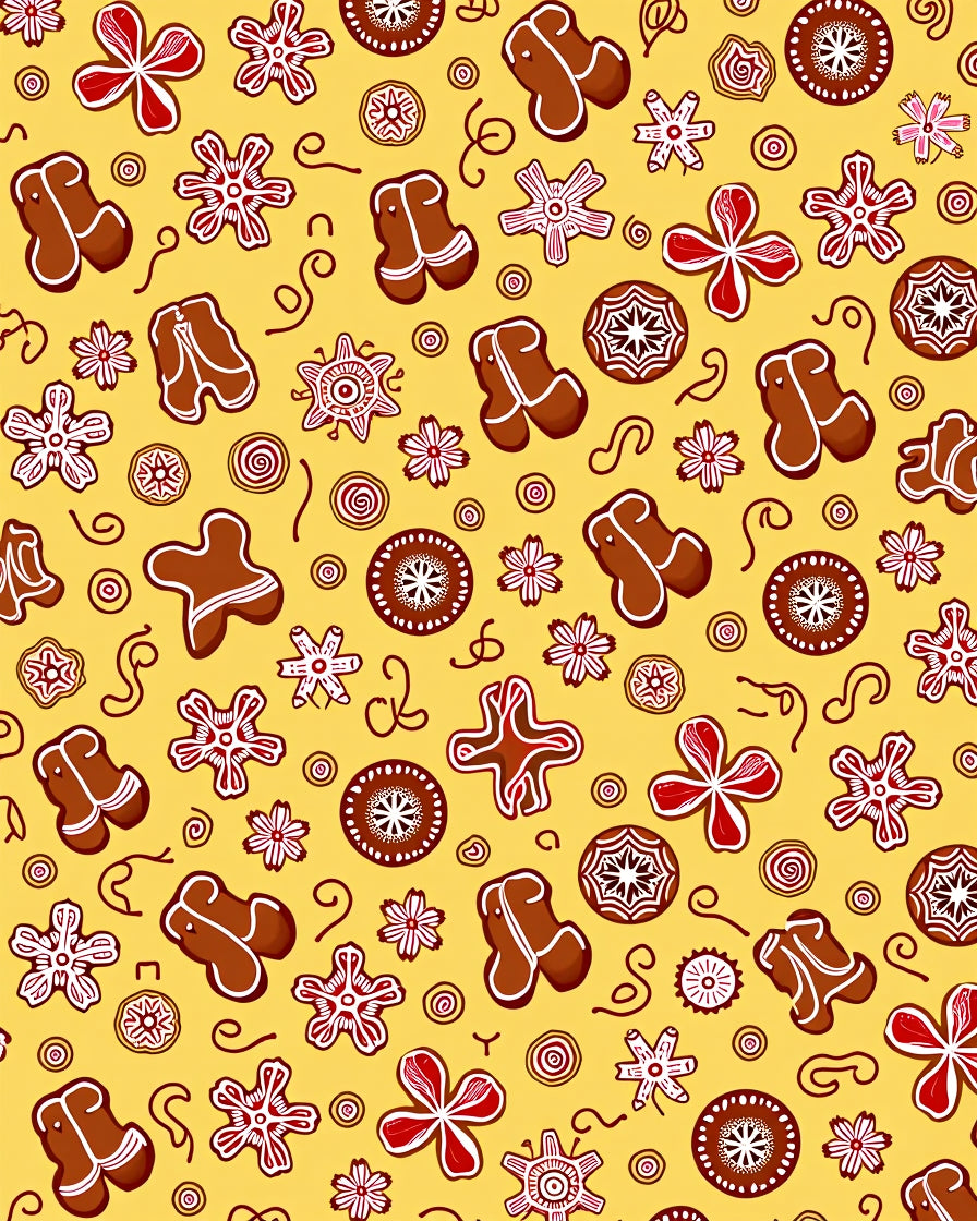 Brown Red Gingerbread Floral Rug