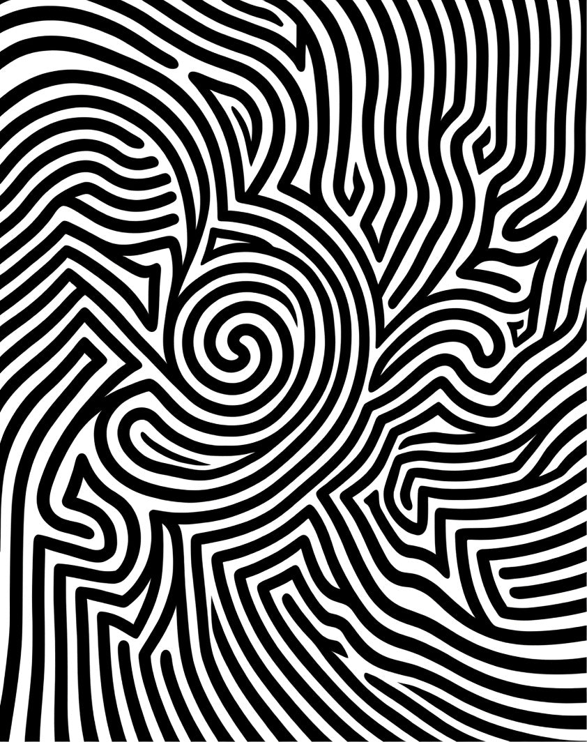 Abstract Black White Swirl Pattern Rug