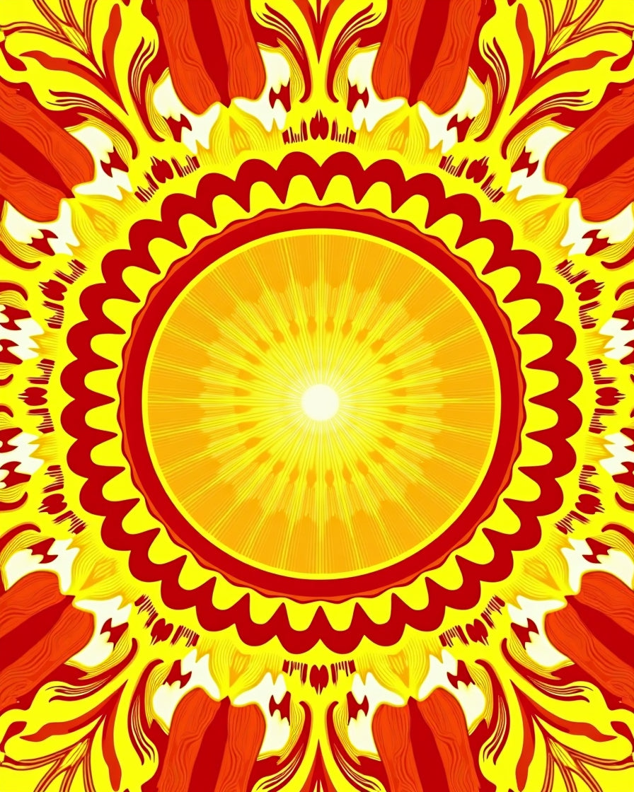 Radiant Sunburst Mandala Pattern Rug