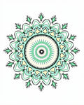 Radiant Mint And Yellow Mandala Design Rug