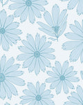 Light Blue Outline Daisy Pattern Rug