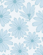 Light Blue Outline Daisy Pattern Rug