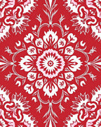 Bold Red White Floral Radiance Design Rug