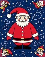 Jolly Santa Elf Festive Pattern Rug