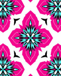 Bold Pink and Teal Starburst Design Rug