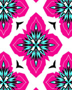 Bold Pink and Teal Starburst Design Rug