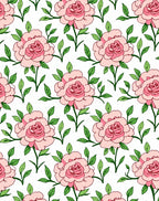 Pink Rose Floral Whimsical Pattern Rug
