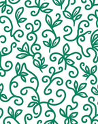 Classic Green Floral Swirl Pattern Rug