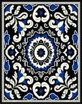 Classic Floral Medallion Black and Blue Rug